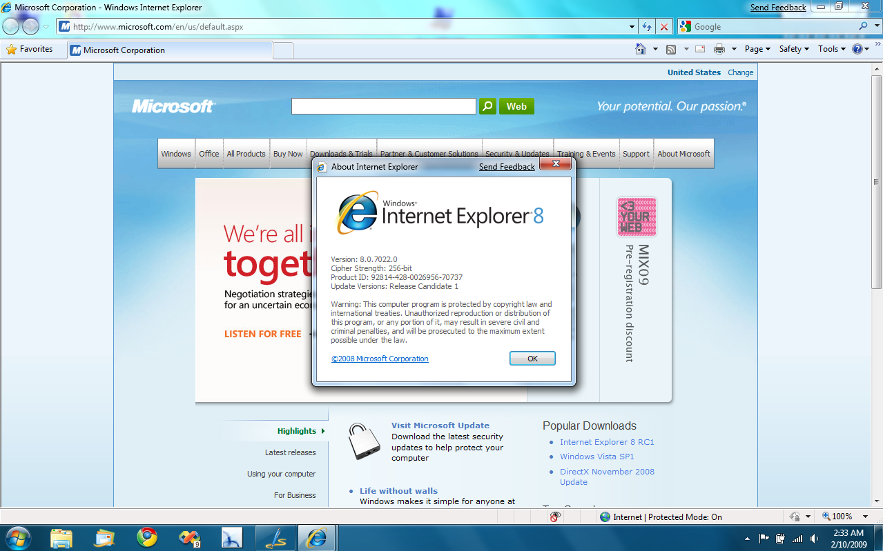 Internet Explorer 8 On Windows 7 Free