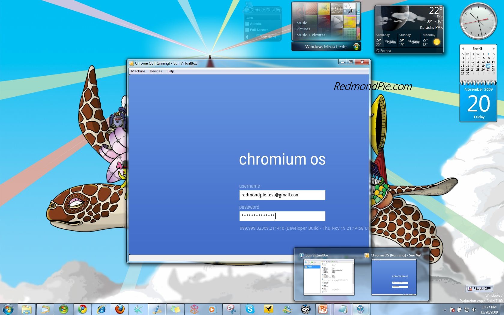 Chrome OS VM running under Windows 7. Click here to see the image in 
