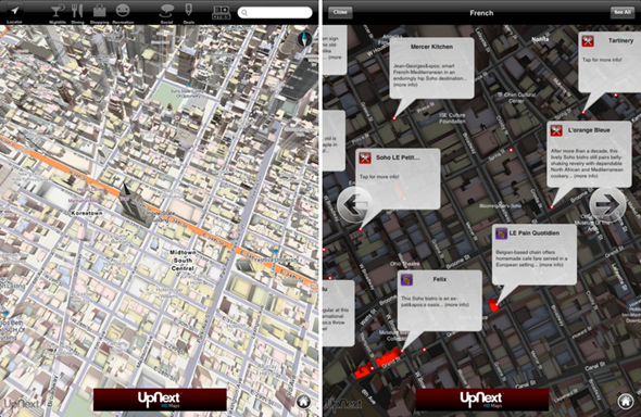 UpNext HD Maps screen