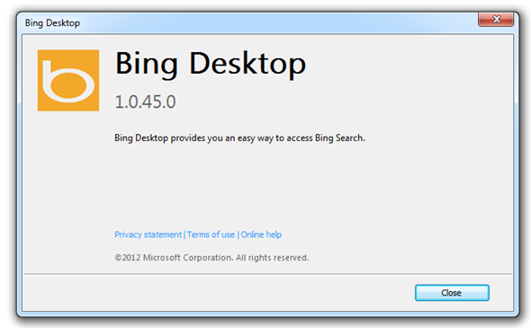 bing desktop about