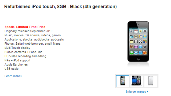iPod touch 4G With Retina Display Selling For $129 On Apple Store 