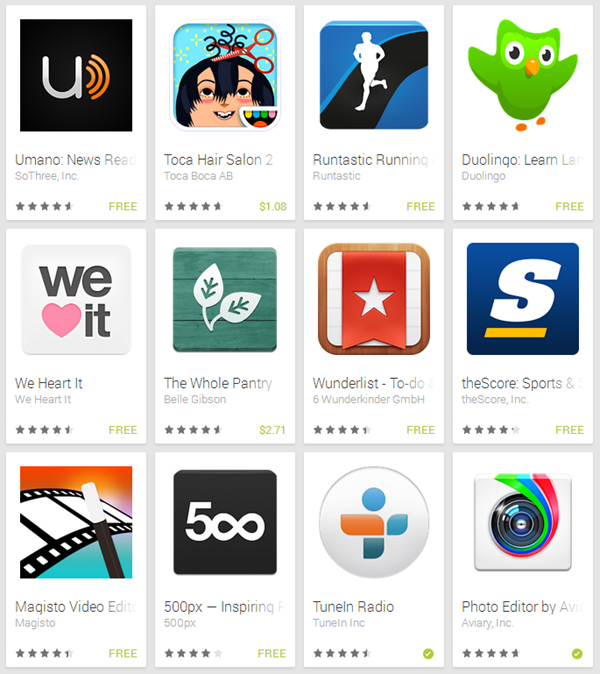 Play Store apps 2013