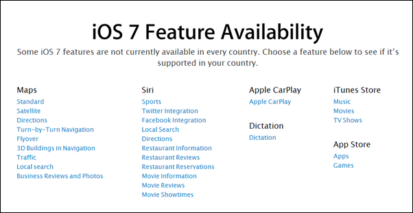 iOS 7 features availability