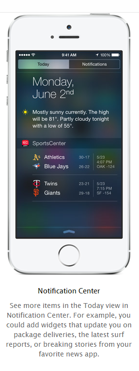 Notification Center widgets iOS 8
