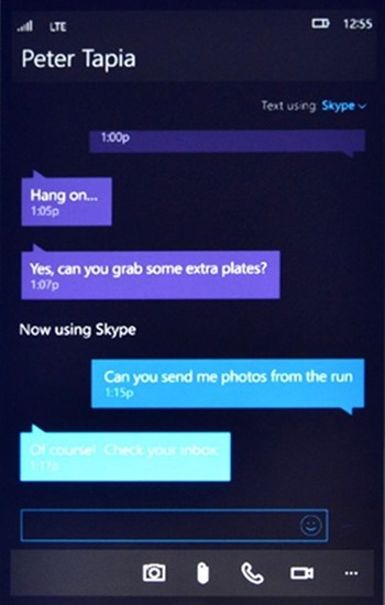 Skype integration Windows 10 phone