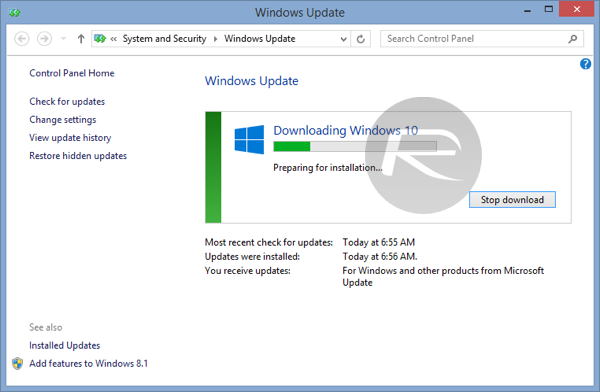 force download windows 10 update