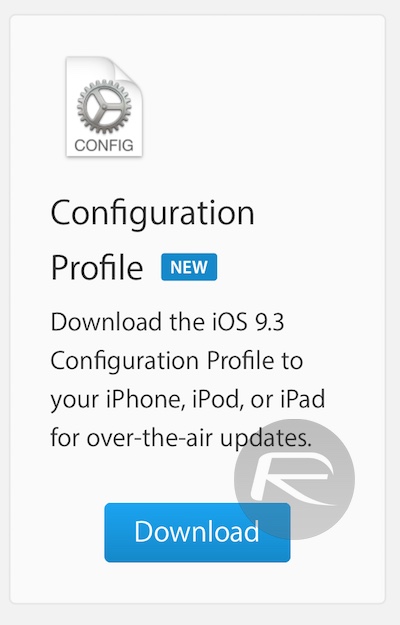 iOS 9.3 beta install via Profile