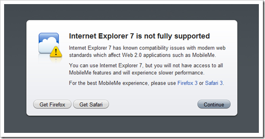 MobileMe on IE7