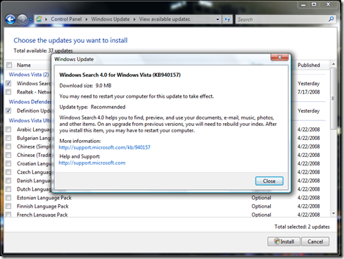 Windows Search 4.0 Update for Windows Vista