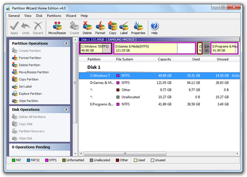 Partition Wizard Home Edition 4.0