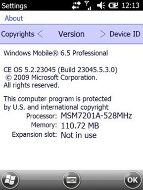 Windows Mobile 6.5 Build 23045