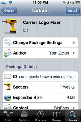 Carrier Logo Fixer for iPhone 3.1.2 Jailbreak