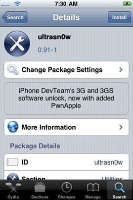 Unlock iPhone 3GS on 3.1 with ultrasn0w
