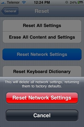 iPhone - Reset Network Settings