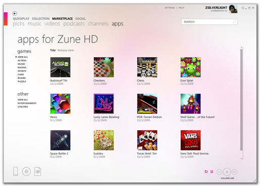 Apps for Zune HD