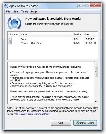 iTunes 9.0.3 for Windows and Mac