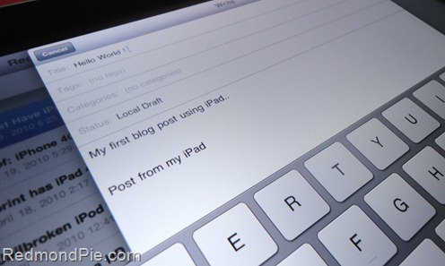 Blogging from iPad