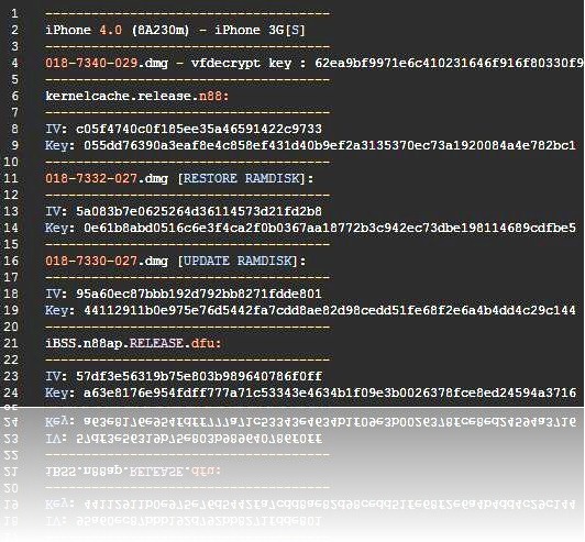 iPhone 3GS Decryption Keys