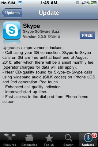 Skype 2.0 for iPhone