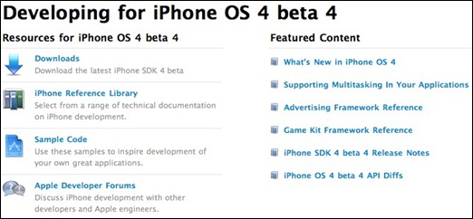 iPhone OS 4 Beta 4