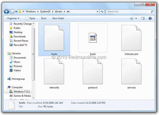 Hosts file in Windows