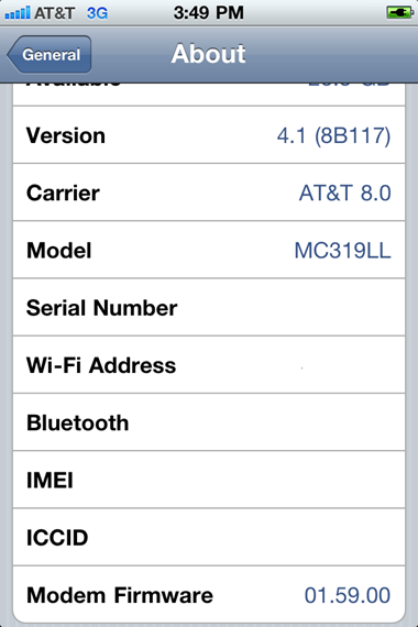 iOS 4.1 iPhone 4 1.59.00 baseband