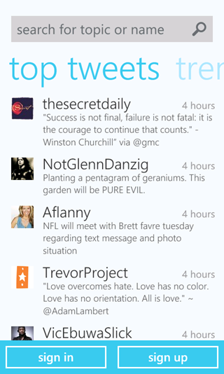 Twitter for Windows Phone 7