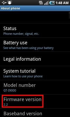 samsung galaxy s froyo android 2.2 update 