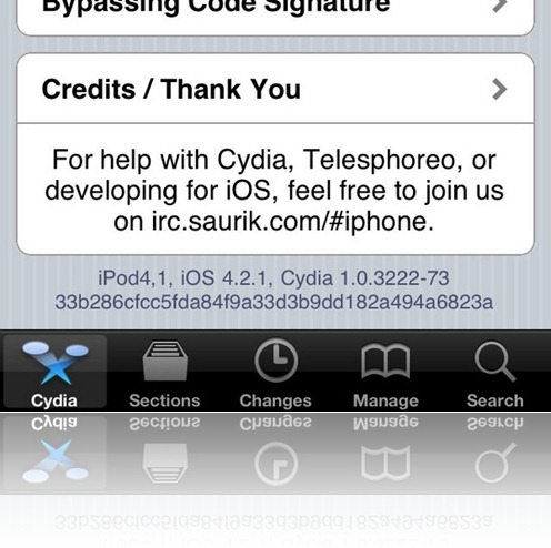 Cydia on iOS 4.2.1