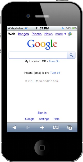 Google Instant on iPhone 4