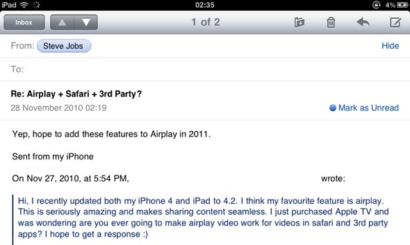 Steve Jobs Email