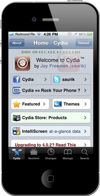 Cydia on iPhone 4