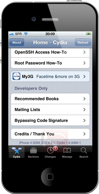 Cydia on iOS 4.3.1