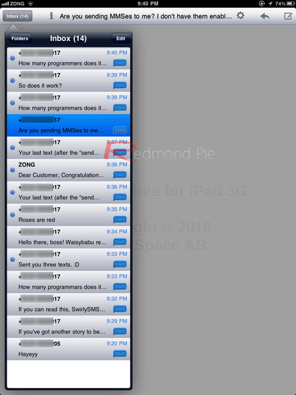 SMS on iPad 2 (1)