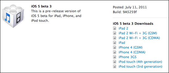 iOS 5 Beta 3