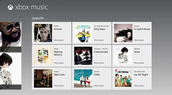 Xbox Music screen