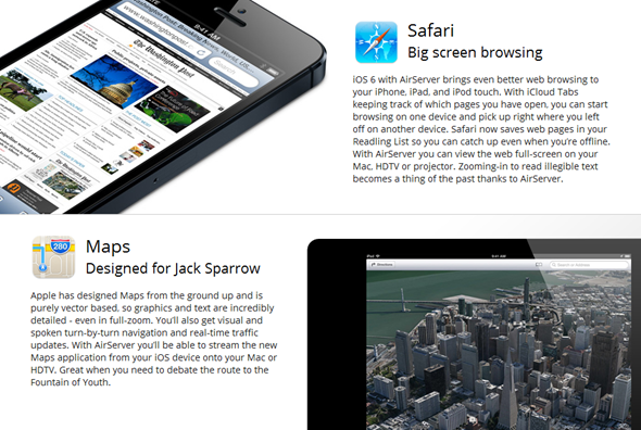Safari Maps AirServer