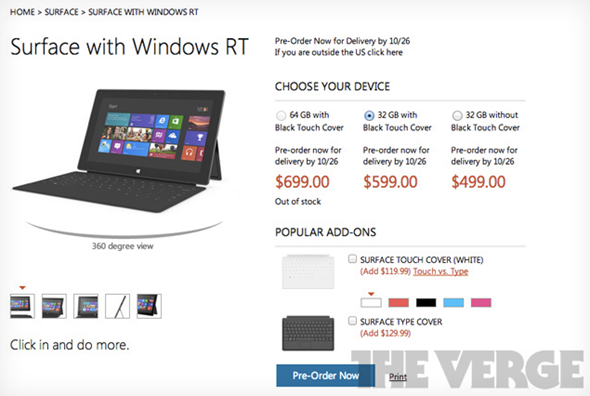 Surface RT pricing