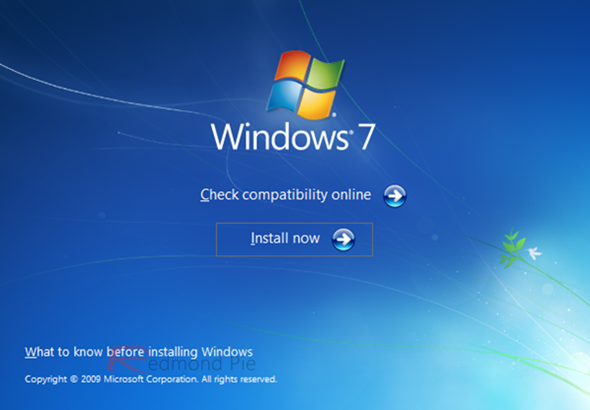 Windows 7 installation screen