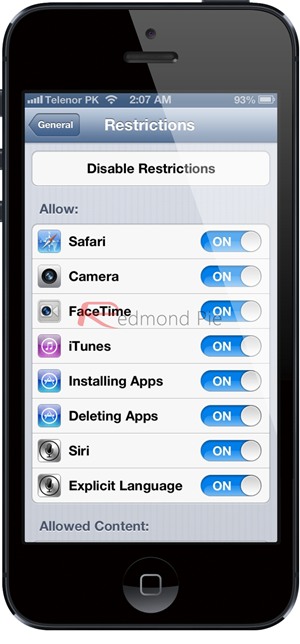 iOS Restrictions