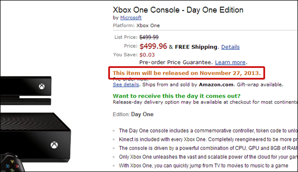 Xbox One release date