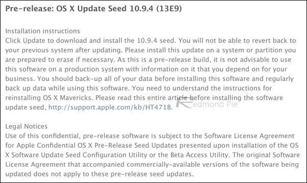 OS X Mavericks 1094 release beta
