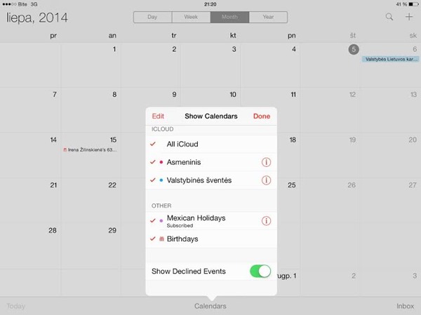 Calendar bug
