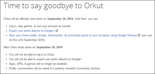 Orkut takeout