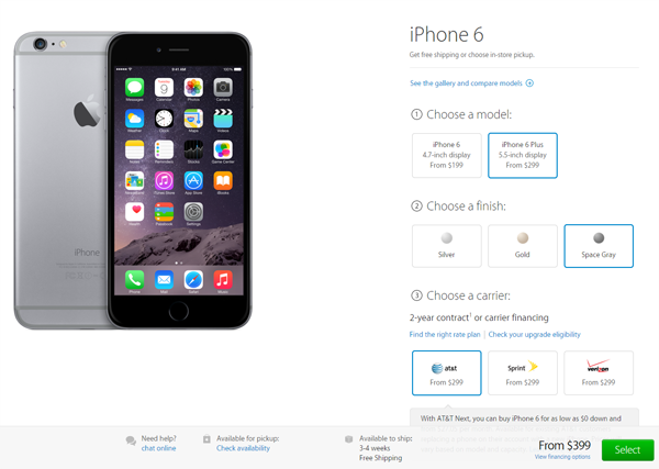 iPhone 6 Plus shipping time