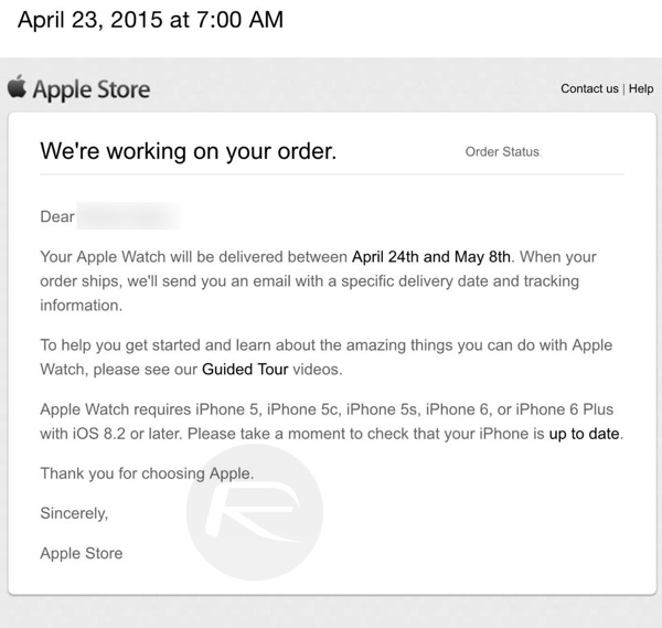 Apple Watch email