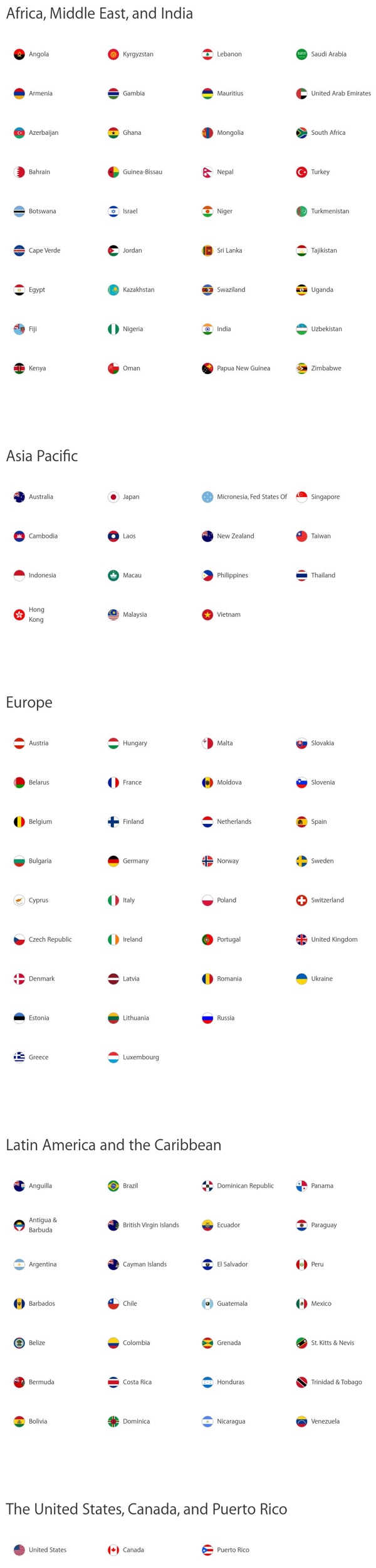 apple music supported countries