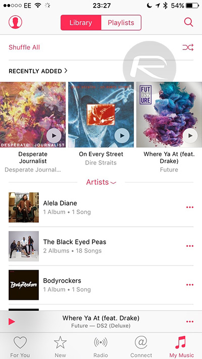 iOS 9 Shuffle All Music
