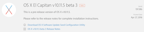 OS X 10.11.5 beta 3