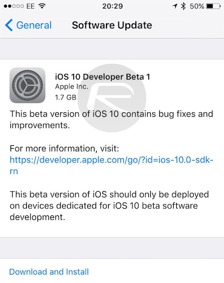 iOS 10 dev beta 1